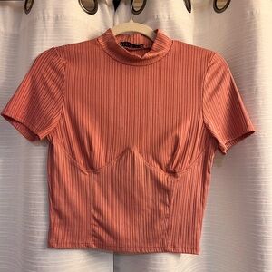 Love J Pink Ribbed Crop T-Shirt